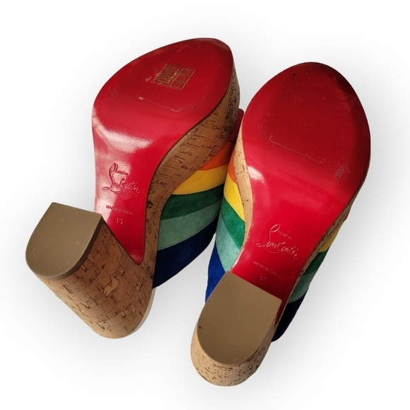 Christian Louboutin O Sister Rainbow Suede Platform Heel Slide Pumps 35 US 5 - Picture 17 of 17